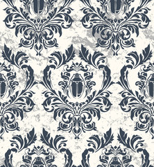 Vector damask seamless pattern background. Classical luxury old fashioned damask ornament, royal victorian seamless texture for wallpapers, textile, wrapping. Exquisite floral baroque template.