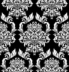 Fototapeta premium Vector damask seamless pattern background. Classical luxury old fashioned damask ornament, royal victorian seamless texture for wallpapers, textile, wrapping. Exquisite floral baroque template.
