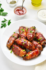 Bacon wrapped grilled chicken wings