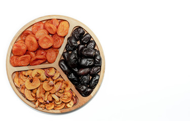 Dried fruits on a white background