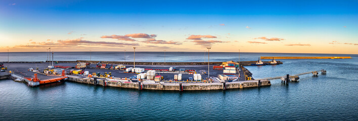 Panoramic view of the Port of Burnie in Tasmania, Australia.