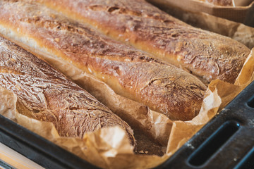 Freshly baked homemade bread traditional French recipe