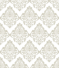 Fototapeta premium Vector damask seamless pattern background. Classical luxury old fashioned damask ornament, royal victorian seamless texture for wallpapers, textile, wrapping. Exquisite floral baroque template.