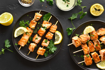Barbecue salmon skewers