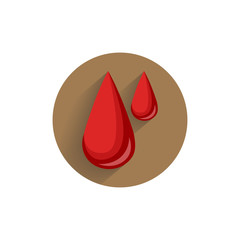 Fototapeta premium Red blood drops colorful flat icon with shadow. medical icon