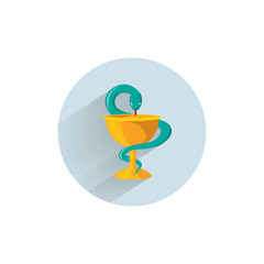 Pharmacy symbol colorful flat icon with shadow. medical sign