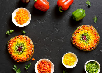 Rainbow veggie bell peppers pizza
