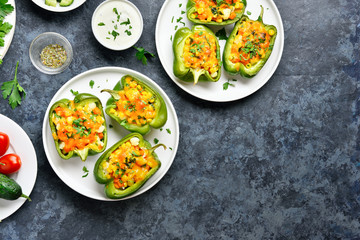 Baked green bell peppers