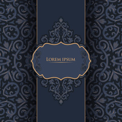 Vintage vector seamless pattern in east style.Place for text.Ornate element for design.Use for decoration wallpaper , design postcards , fabric .