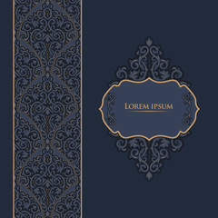 Vintage vector seamless pattern in east style.Place for text.Ornate element for design.Use for decoration wallpaper , design postcards , fabric .