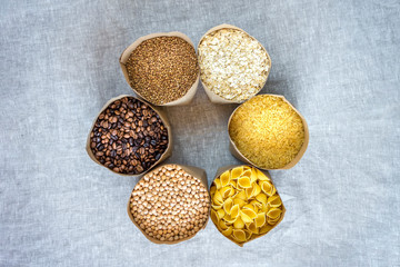 delivery of organic products cereals, coffee, macaroni to your home in conditions of coronavirus quarantine and self-isolation