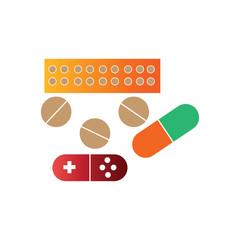 capsule pill icon, drug dispensary. vector design