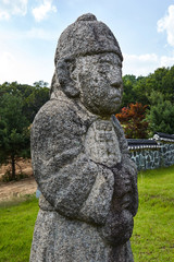 An old stone statue in Korea.
