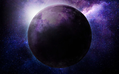 Fototapeta na wymiar abstract space illustration, 3d image, background, moon in space in purple colors