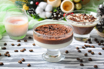 Dessert chocolate panna cotta on the table-1