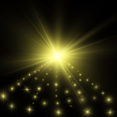 White beautiful light explodes with a transparent explosion. Vector, bright illustration for perfect effect with sparkles. Bright Star. Transparent shine of the gloss gradient, bright flash.