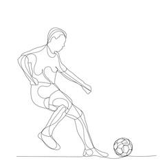 Obraz premium vector, on a white background, sketch of a soccer player with a ball