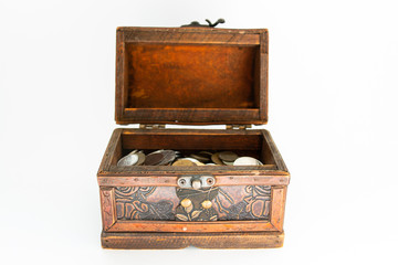 old wooden chest on a white background