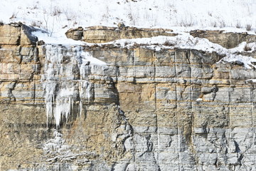 Icicles on Cliff