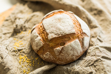 wheat bread on the table, place for text