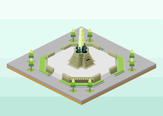 Isometric vector icon or infographic element representing landmark of Manila Philippines