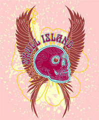 tattoo tribal skull print and embroidery graphic design vector art