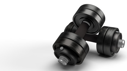dumbbell on white background 3d rendering for sport content.