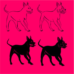 Pitbull print embroidery graphic design vector art