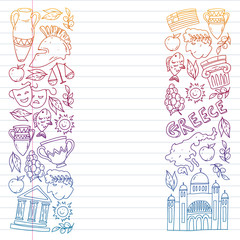 Travel to Greece elements. Greece symbols for magazines, web, tourism