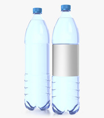 Glass bottle isolated with reflections. 3d illustration