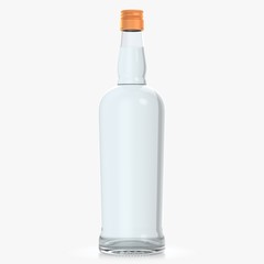 Glass bottle isolated with reflections. 3d illustration