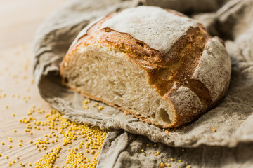 wheat bread on the table, place for text
