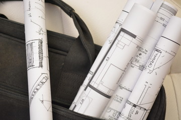 borsa da lavoro con progetti di architettura ingegneria arte e design
