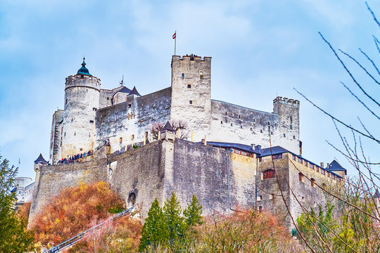 Medieval Hohensalzburg Castle In Salzburg, Austria