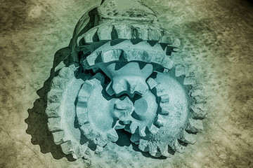 Drilling rig. Drilling tool. Crown for deep drilling. Geology. Belarus. Salihorsk 2020