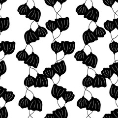 Cute hand drawn seamless pattern with flowers. Doodle vector illustration for wedding design, logo and greeting card. Vertical orientation