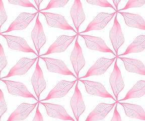 Repeating petals vector pattern, pink line