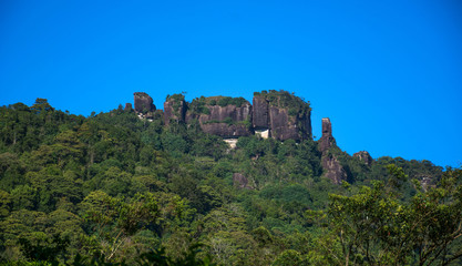 Fototapeta na wymiar The famous Raxawa and Kabaragala rocks in Nuwara Eliya district, Sri Lanka. It’s a very famous hiking destination of foreign and local travelers