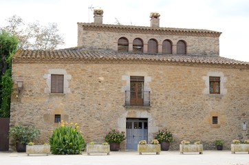 Fototapeta na wymiar Stone house in Girona village, Spain