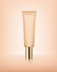 Tube with foundation, face cosmetics, mock up for design. Vector.