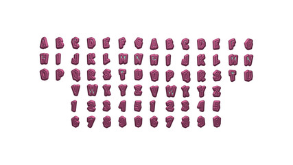 3D illustration of 6474 by individual letters on a wall of white background with calligraphic font and bright colors