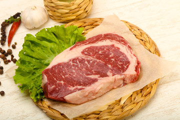 Rib eye raw steak