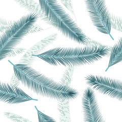 Exotic palm leaves vector pattern. Magic fashion print. Tropical jungle palm leaves wallpaper ornament.
