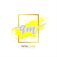 Fototapeta na wymiar QM logo initial water color letter