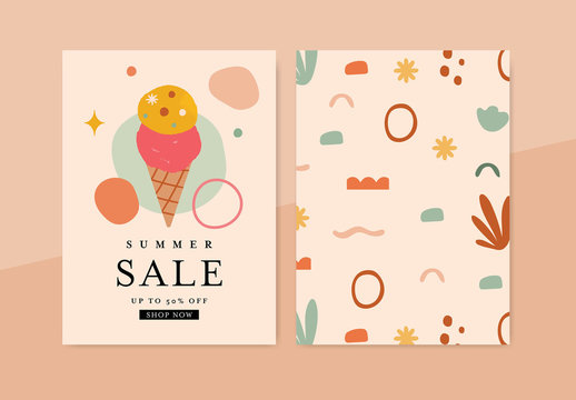 Summer Sale Card Layout with Ice Cream