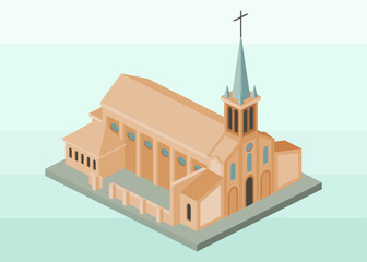 Isometric Vector Illustration Representing a Church the Symbol of Christianity