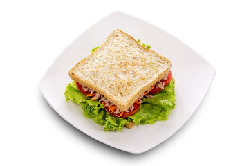Sandwich on white plate