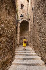 narrow streets of the old town, Girona Spain