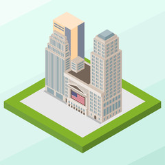 Isometric Vector Illustration Representing New York Stock Exchange Building, Landmark of Wall Street United States of America Version 1
