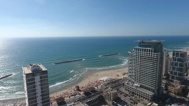 Drone Shot Tel Aviv Royal Beach Hotel Israel Panoramic View